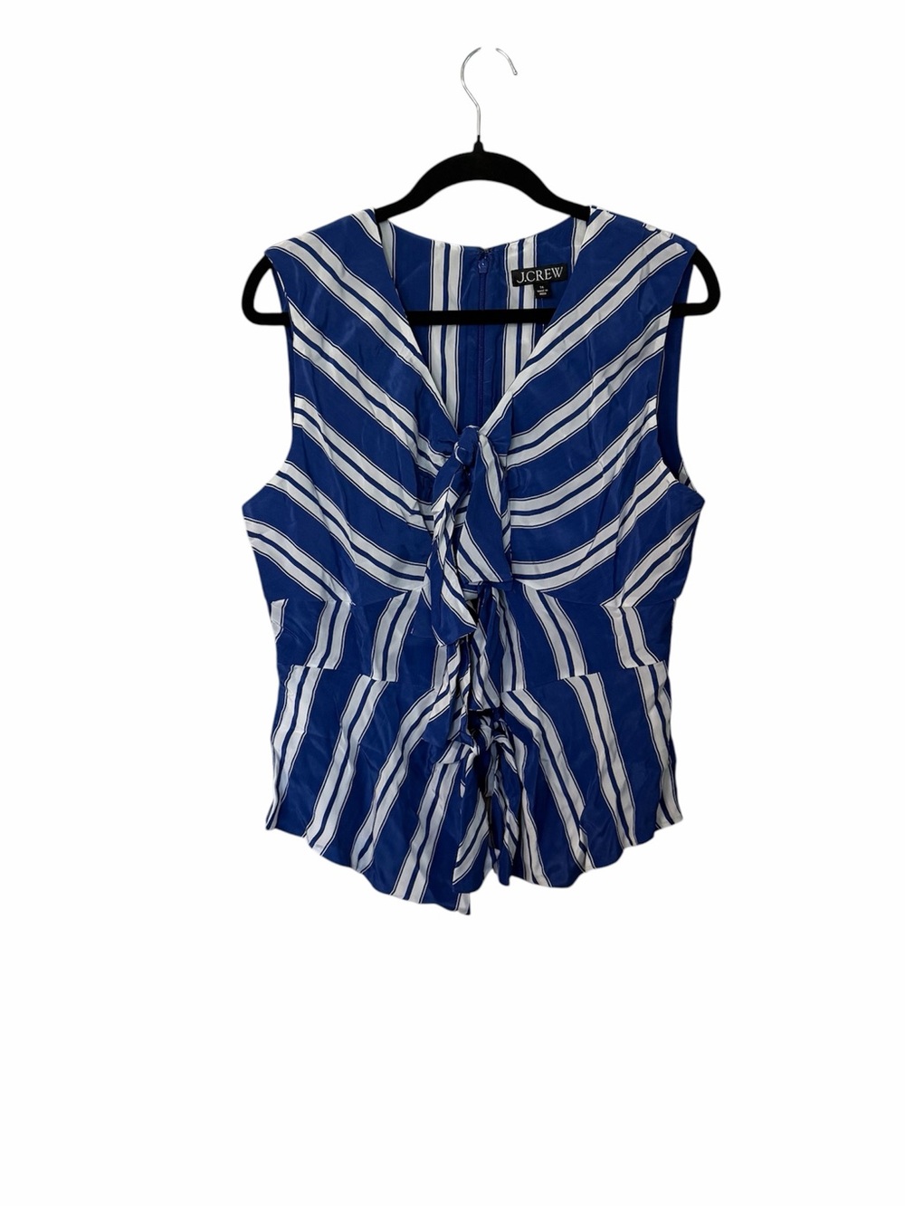 J. Crew Women’s Blue and White Striped Tie-Front Sleeveless Top Sz 14 NWT